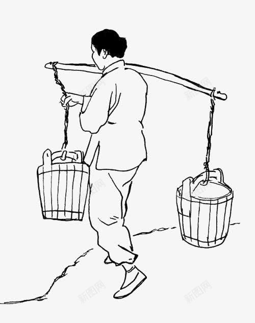 Vendeur ambulant portant un Dan Dan, bâton avec deux paniers en osier permettant de transporter des marchandises en Chine