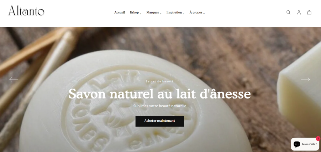 Savon naturel au lait d'ânesse sur la boutique en ligne Altanto